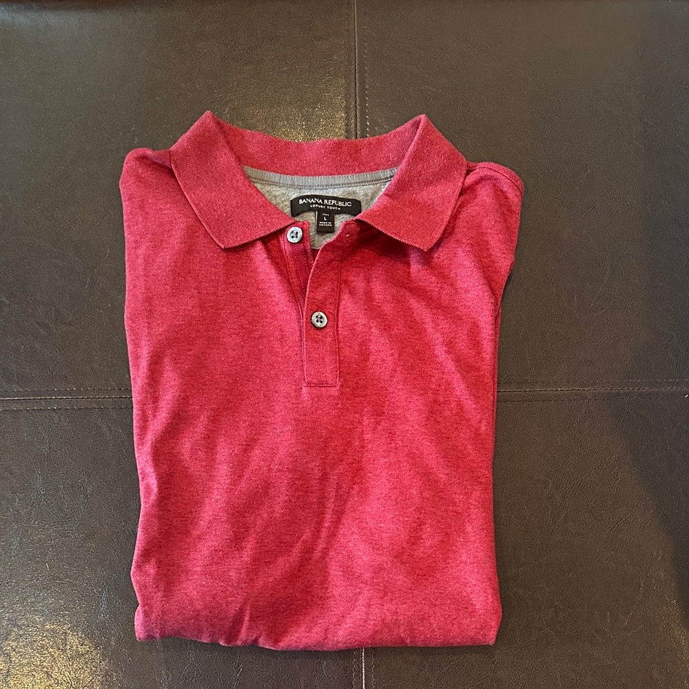Banana Republic Luxury Touch Polo Shirt Heathered Red size Large Tall